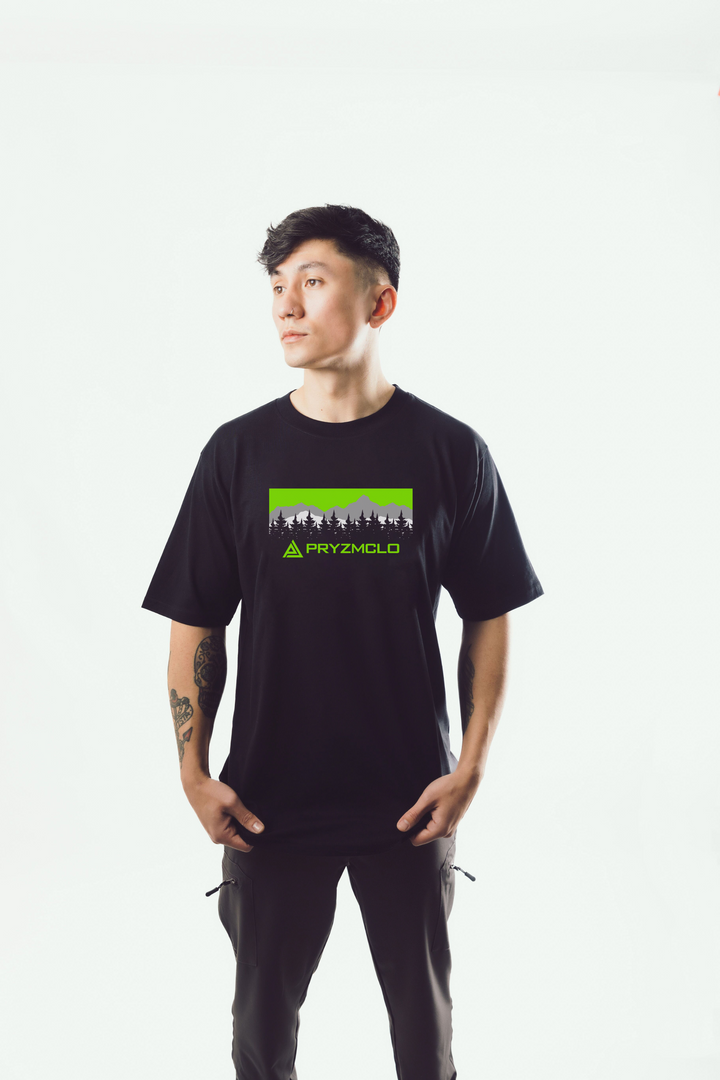 MENS BLACK NEON PEAKS OVERSIZED T-SHIRT