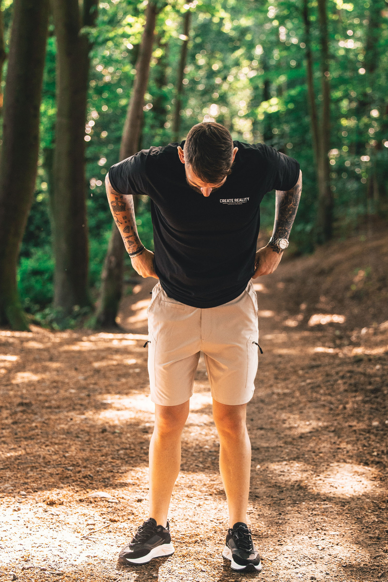 STONE BEIGE ACTIVE CARGO SHORTS