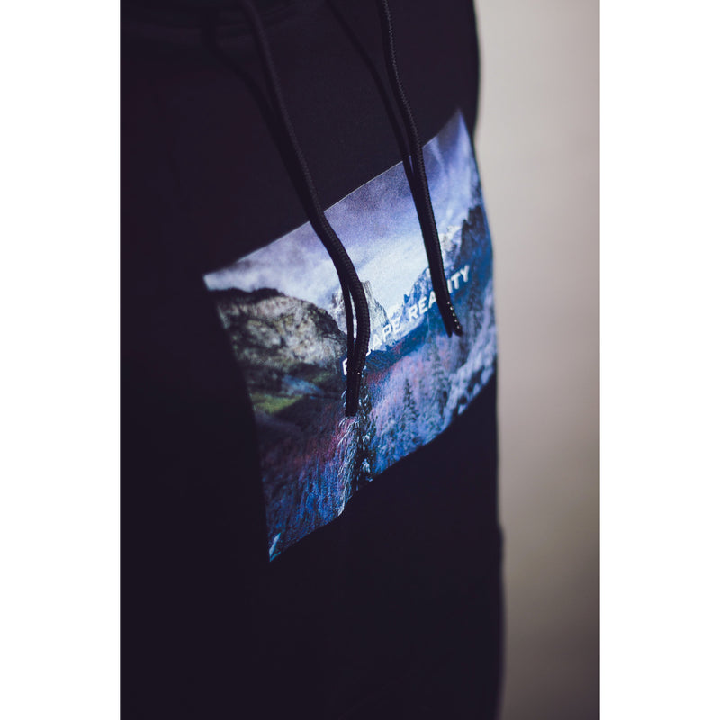 Black Luxury Cotton “Winter Mountains” Hoodie