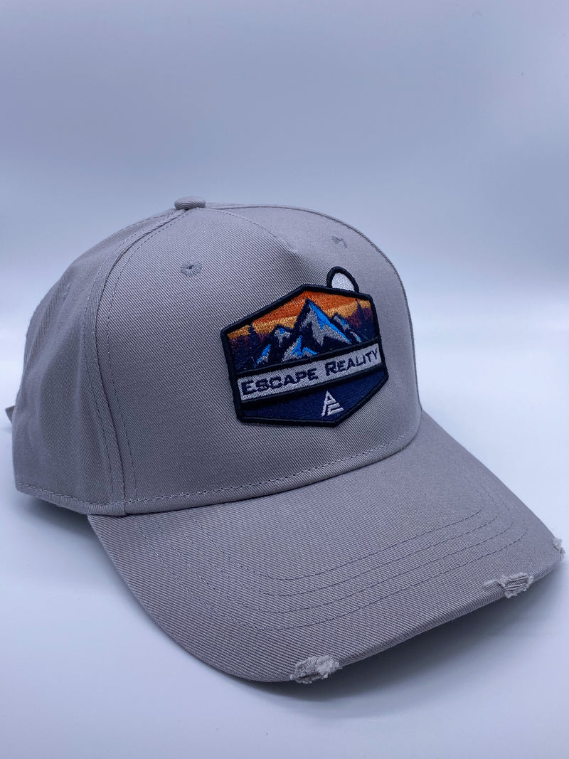 LIGHT GREY "MOUNTAIN RANGE" DISTRESSED CAP