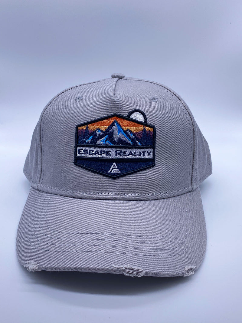 LIGHT GREY "MOUNTAIN RANGE" DISTRESSED CAP