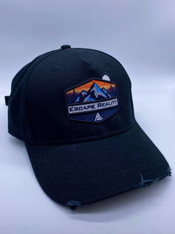 BLACK "MOUNTAIN RANGE" DISTRESSED CAP