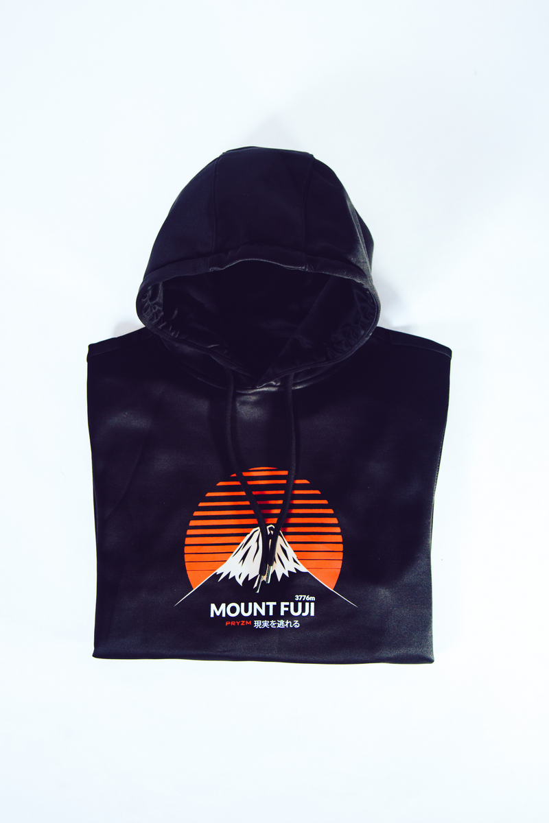 Reflective "Mount Fuji" Hoodie - Black